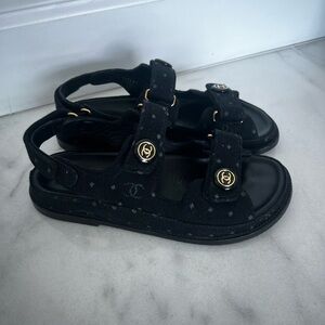 Chanel Women’s Dad Black denim Sandals size 40